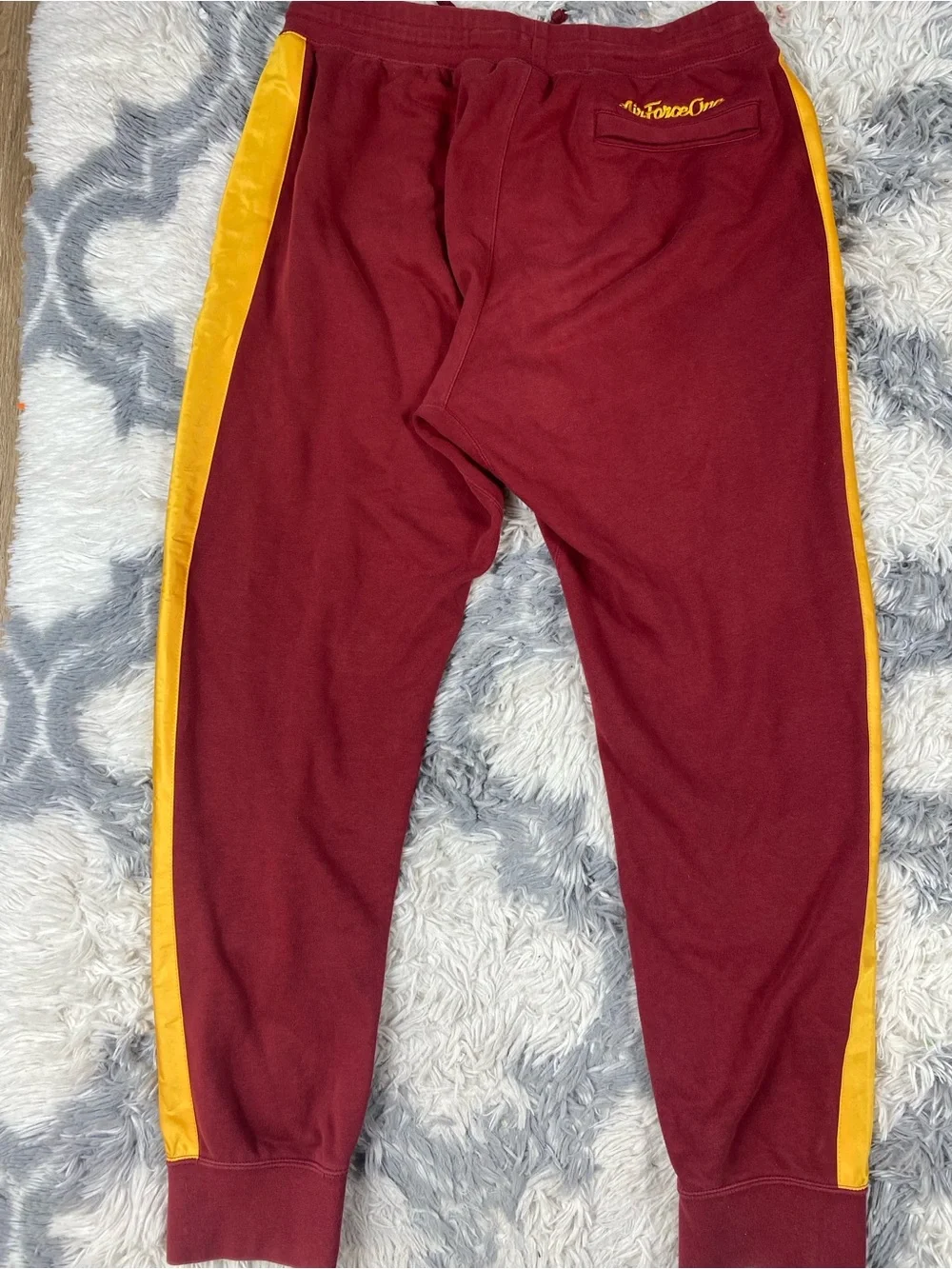 Nike Air Force 1 French Terry Jogger Pants Men L Red Orange